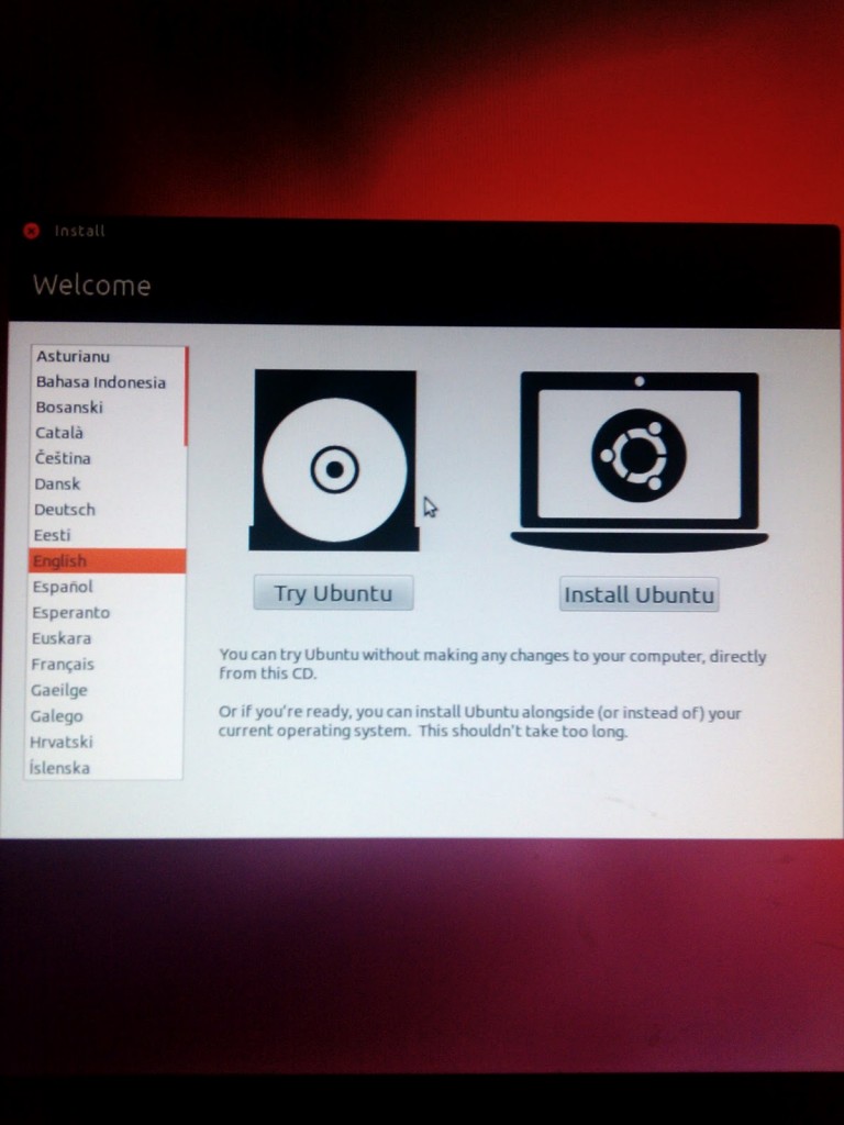 Početak instalacije Ubuntu 12.04